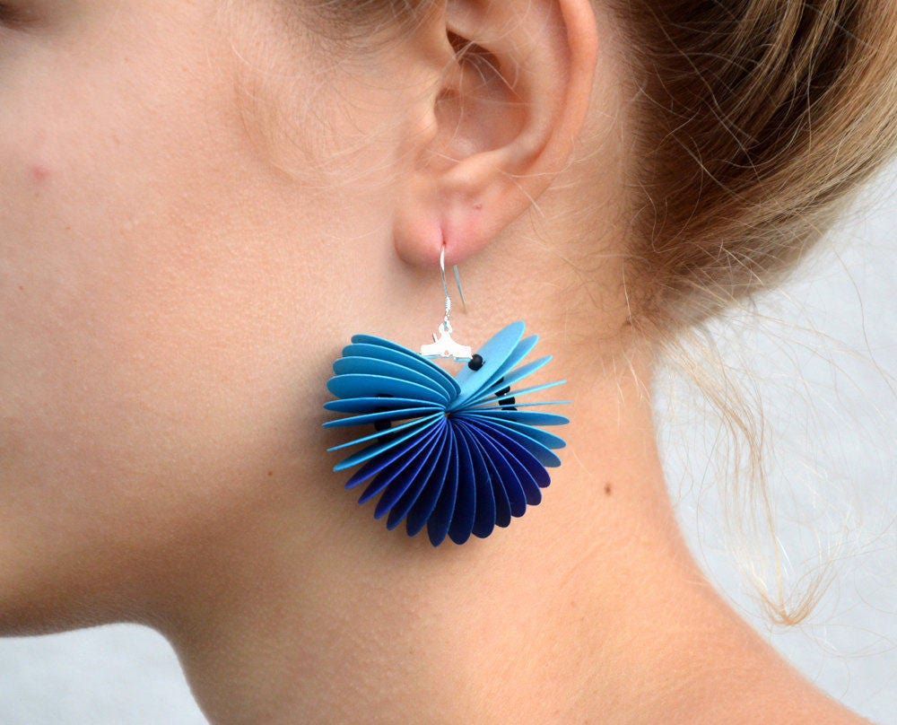 ombré blue: Dangle Earrings CARTA - made of cardstock