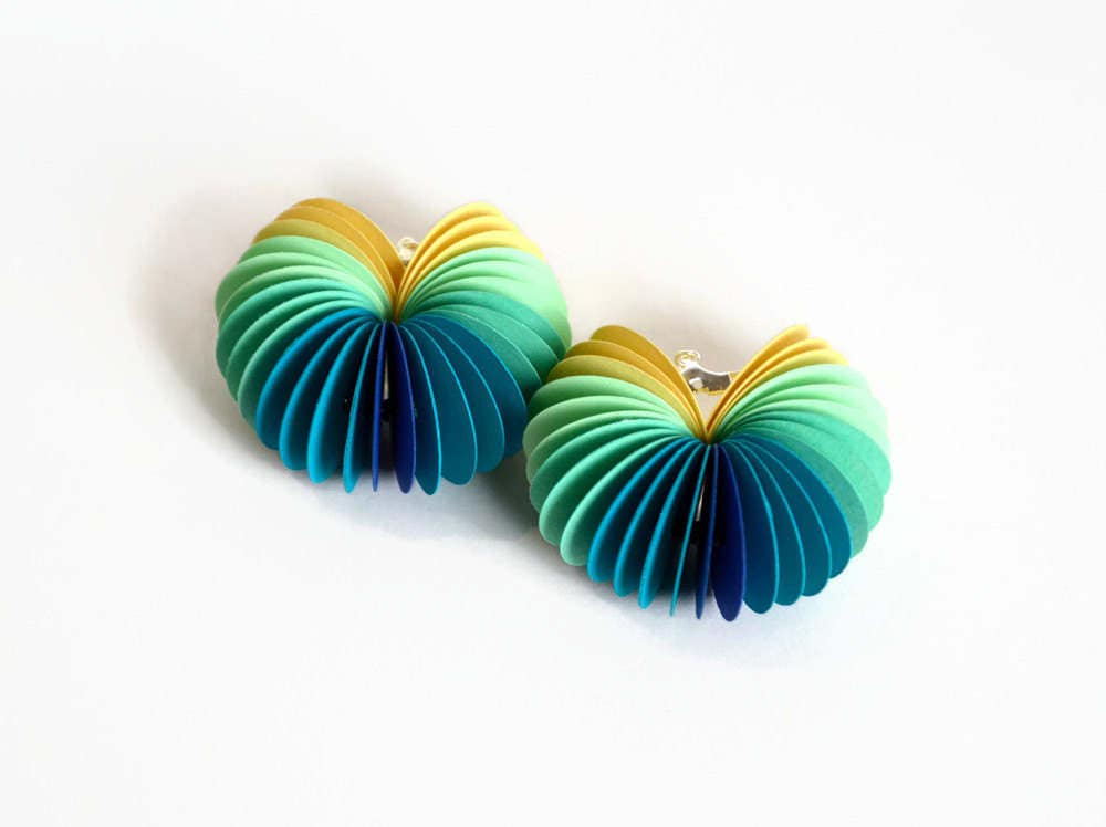 Ombre turquoise: Dangle Earrings made of cardstock