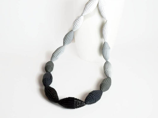 ombre gray: Statement Necklace FILA with Beads of Corrugated Cardboard
