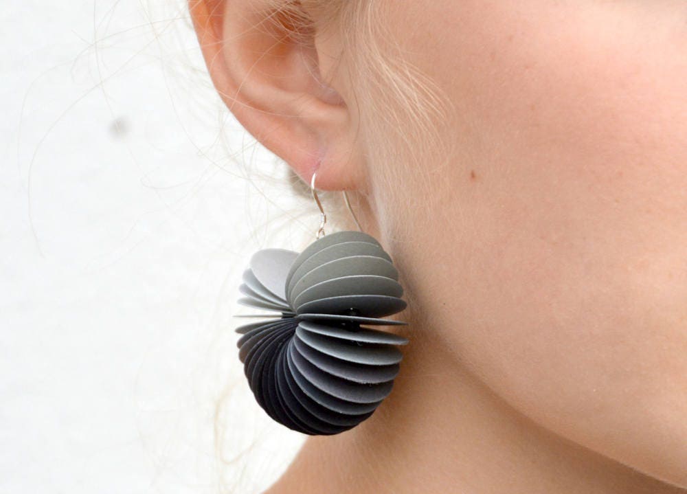 Ombre grey: Dangle Earrings made of cardstock