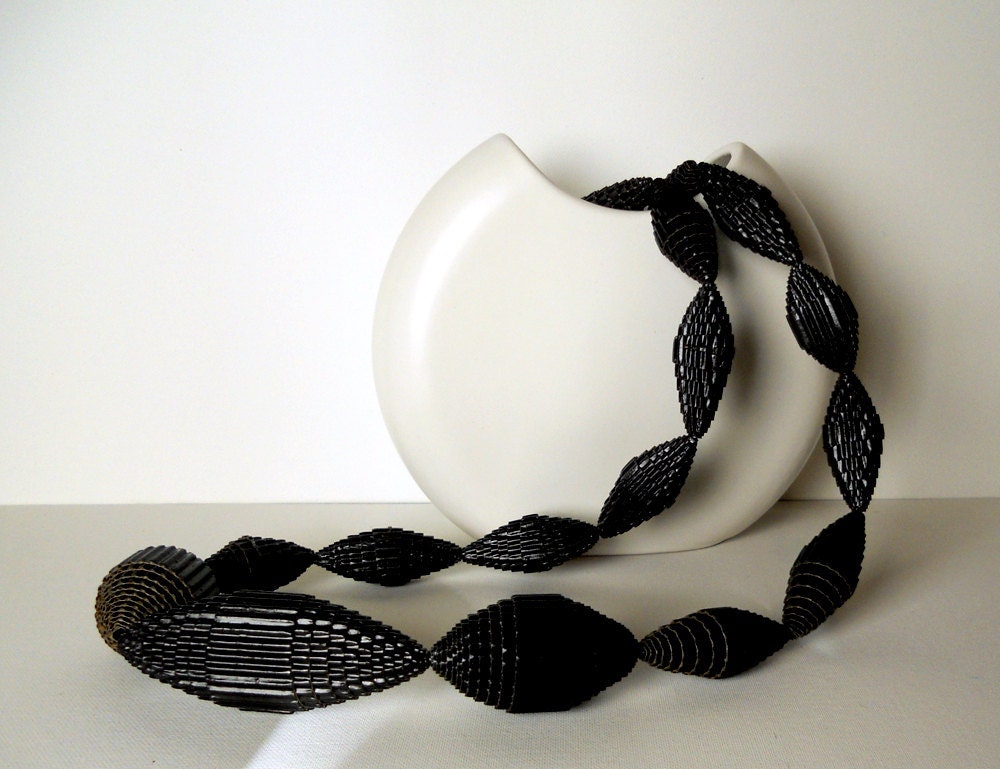 Black Paper Beads made of corrugated cardboard - unfinished