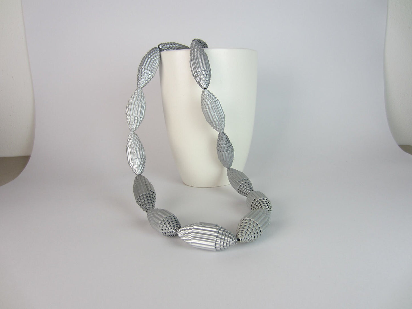 silver Paper Beads made of corrugated cardboard - unfinished