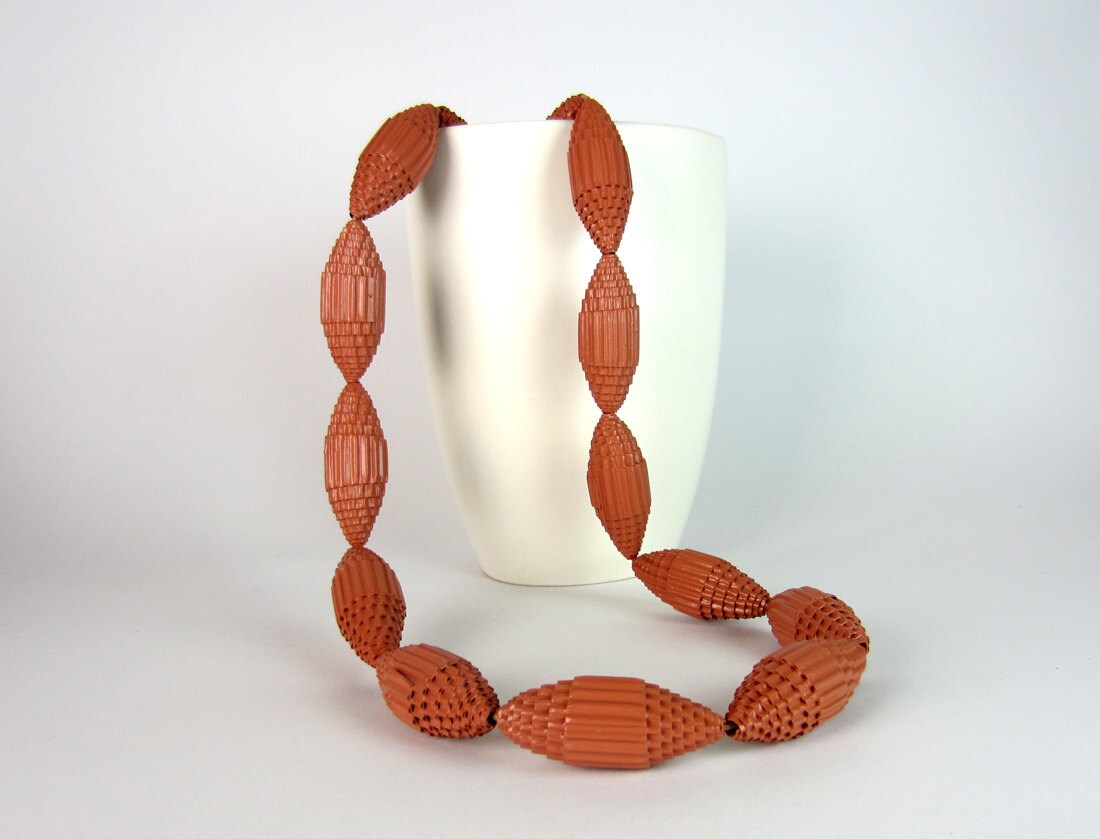 Terracotta: Statement Necklace FILA with Beads of Corrugated Cardboard