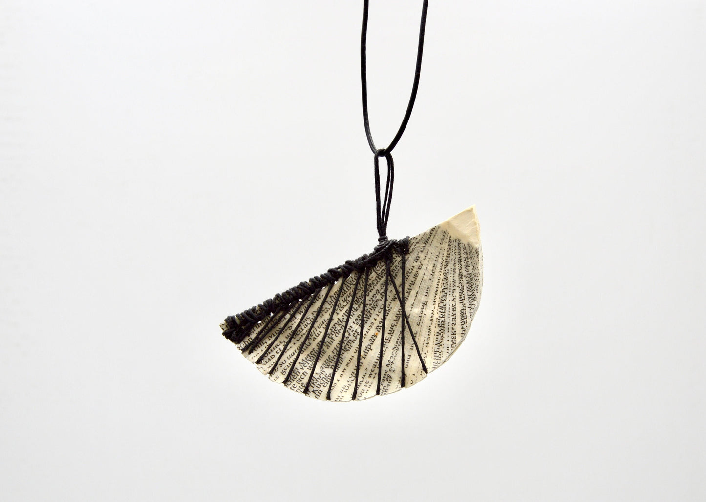 Half round book pendant - made of Book Pages - Art Paper necklace
