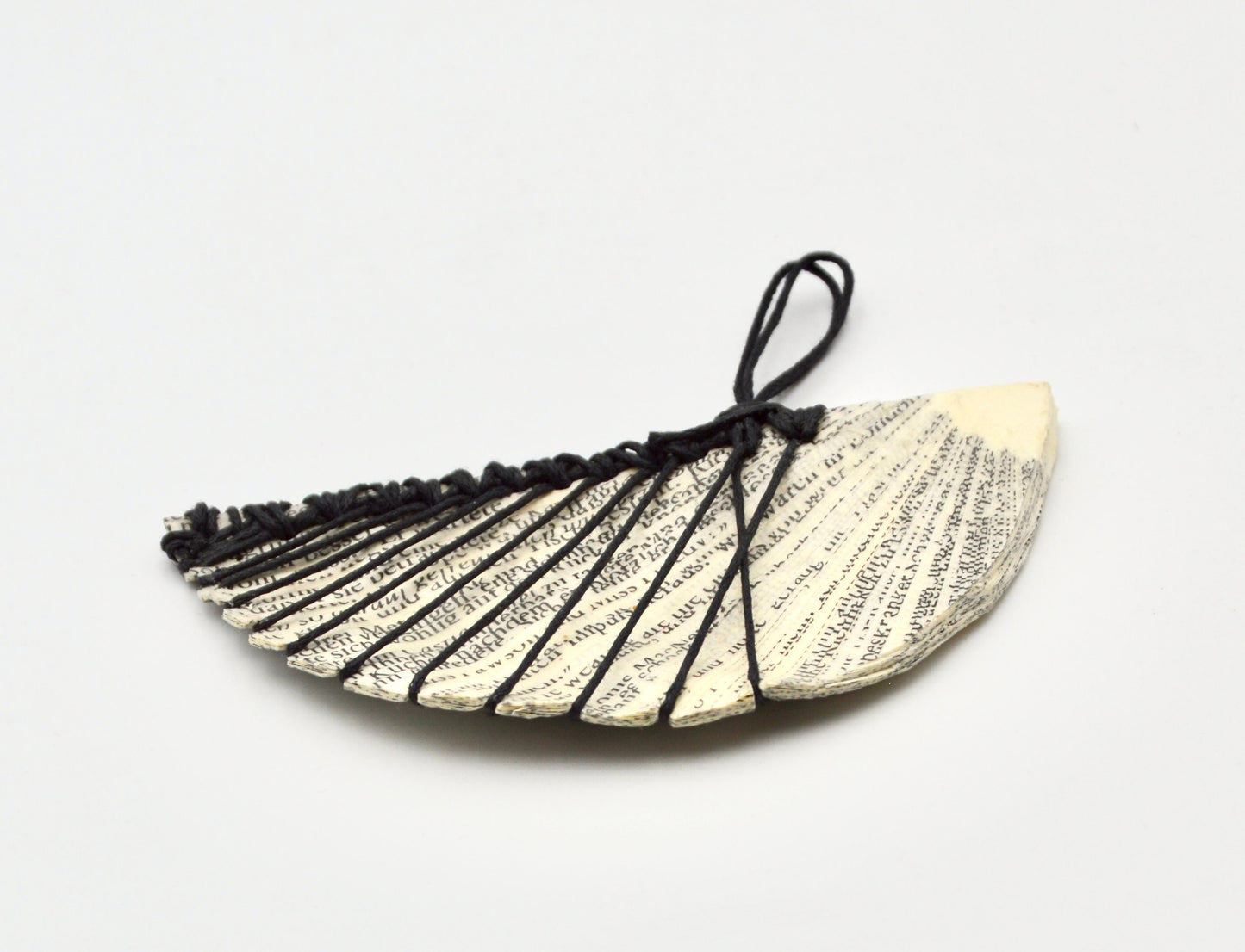 Half round book pendant - made of Book Pages - Art Paper necklace